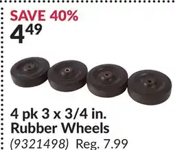 Princess Auto 4 pk 3 x 3/4 in. Rubber Wheels offer