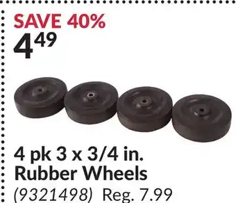Princess Auto 4 pk 3 x 3/4 in. Rubber Wheels offer