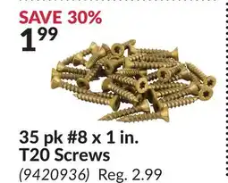 Princess Auto 35 pk #8 x 1 in. T20 Screws offer