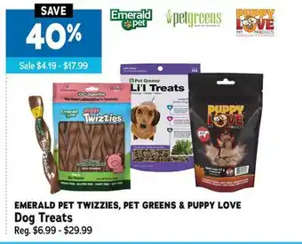 Ren’s Pets Depot EMERALD PET TWIZZIES, PET GREENS & PUPPY LOVE Dog Treats offer