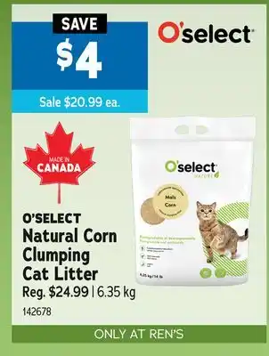 Ren’s Pets Depot O'SELECT Natural Corn Clumping Cat Litter offer