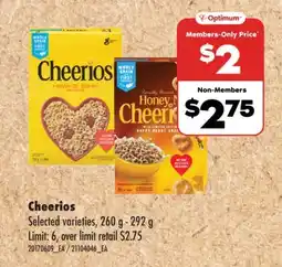 No Frills CHEERIOS, 260 G - 292 G offer