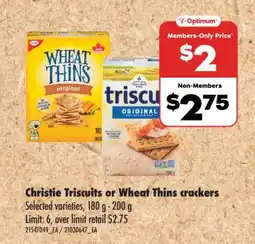 No Frills CHRISTIE TRISCUITS OR WHEAT THINS CRACKERS, 180 G - 200 G offer