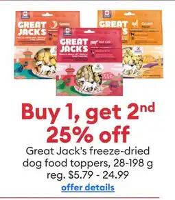 Petsmart Great Jack's freeze-dried dog food toppers offer