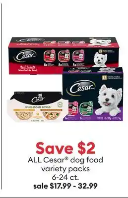Petsmart ALL Cesar dog food variety packs offer