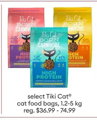 Petsmart select Tiki Cat cat food bags offer