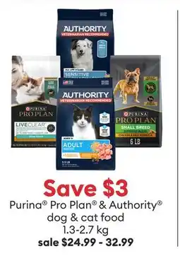 Petsmart Purina Pro Plan & Authority dog & cat food offer