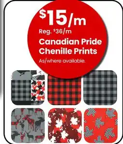 Fabricland Canadian Pride Chenille Prints offer