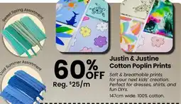 Fabricland Justin & Justine Cotton Poplin Prints offer