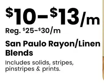 Fabricland San Paulo Rayon/Linen Blends offer