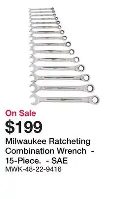 Bumper to Bumper Ratcheting Combination Wrench - 15-Piece. - SAE offer