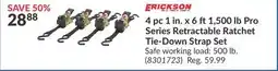 Princess Auto 4 pc 1 in. x 6 ft1,500 lb Pro Series Retractable Ratchet Tie-Down Strap Set offer