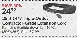 Princess Auto 25 ft 14/3 Triple-Outlet Contractor-Grade Extension Cord offer