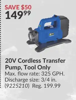 Princess Auto 20V Cordless Transfer Pump offer