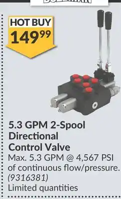 Princess Auto 5.3 GPM 2-Spool Directional Control Valve offer
