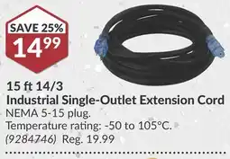 Princess Auto 15 ft 14/3 Industrial Single-Outlet Extension Cord offer