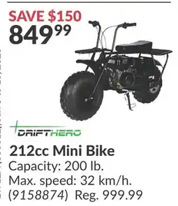 Princess Auto 212cc Mini Bike offer