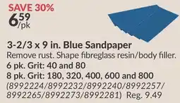 Princess Auto 3-2/3 x 9 in. Blue Sandpaper offer