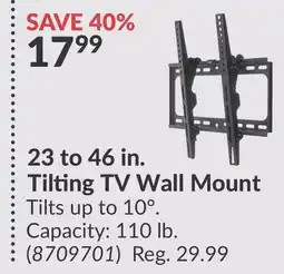 Princess Auto 23 to 46 in. Tilting TV Wall Mount offer