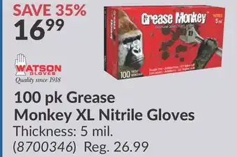 Princess Auto 100 pk Grease Monkey XL Nitrile Gloves offer