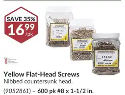 Princess Auto Yellow Flat-Head Screws offer