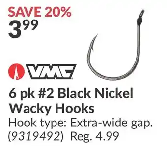Princess Auto VMC 6 pk #2 Black Nickel Wacky Hooks offer