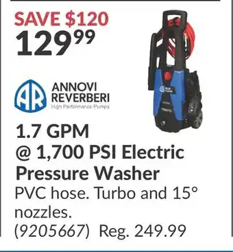 Princess Auto 1.7 GPM Electric @ 1, 700 PSI Electric Pressure Washer offer