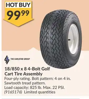 Princess Auto 18/850 x 8 4-Bolt Golf Cart Tire Assembly offer