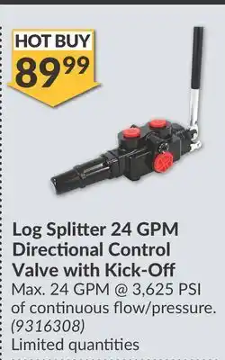 Princess Auto Log Splitter 24 GPM Directional Control Valve with Kick - Off offer