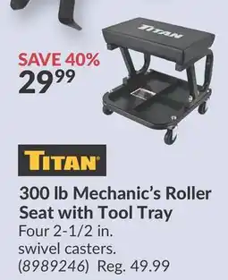Princess Auto 300 lb Mechanic's Roller Seat with Tool Tray offer