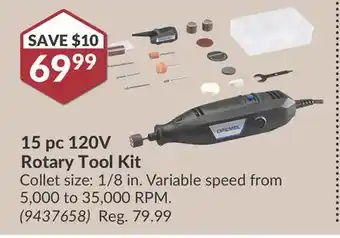 Princess Auto 15 pc 120V Rotary Tool Kit offer