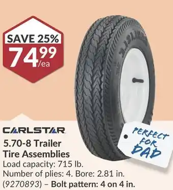 Princess Auto 5.70-8 Trailer Tire Assemblies offer