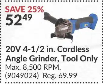Princess Auto 20V 4-1/2 in. Cordless Angle Grinder, Tool Only offer
