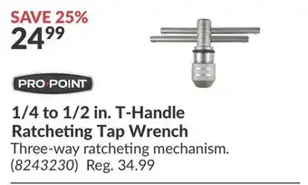 Princess Auto T-Handle Ratcheting Tap Wrench offer
