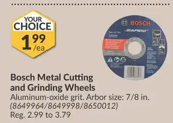 Princess Auto Bosch Metal Cutting and Grinding Wheels offer