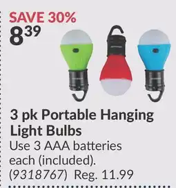 Princess Auto 3 pk Portable Hanging Light Bulbs offer
