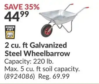 Princess Auto 2 cu. ft Galvanized Steel Wheelbarrow offer