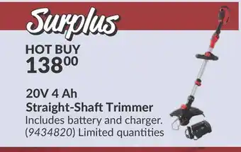 Princess Auto 20V 4 Ah Straight-Shaft Trimmer offer