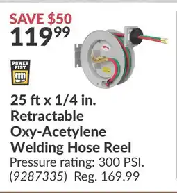 Princess Auto 25 ft x 1/4 in. Retractable Oxy-Acetylene Welding Hose Reel offer