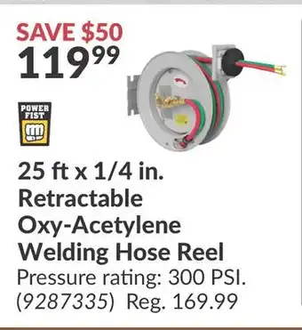 Princess Auto 25 ft x 1/4 in. Retractable Oxy-Acetylene Welding Hose Reel offer