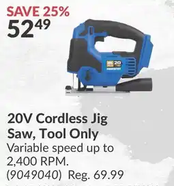 Princess Auto 20V Cordless Jig Saw offer
