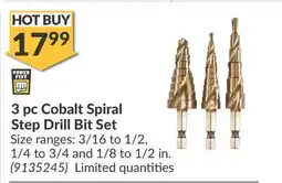 Princess Auto 3 pc Cobalt Spiral Step Drill Bit Set offer