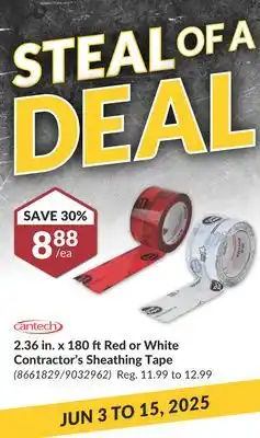 Princess Auto Cantech 2.36 in. x 180 ft Red or White Contractor's Sheathing Tape offer
