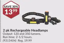 Princess Auto 2 pk Rechargeable Headlamps offer