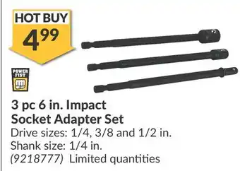 Princess Auto Power fist 3 pc 6 in. Impact Socket Adapter Set offer