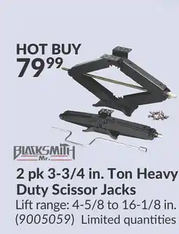 Princess Auto 2 pk 3-3/4 in. Ton Heavy Duty Scissor Jacks offer