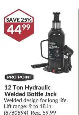 Princess Auto 12 Ton Hydraulic Welded Bottle Jack offer