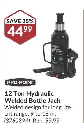 Princess Auto 12 Ton Hydraulic Welded Bottle Jack offer