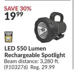 Princess Auto LED 550 Lumen Rechargeable Spotlight offer