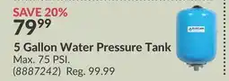 Princess Auto 5 Gallon Water Pressure Tank offer
